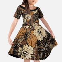 Hibiscus Mix African Pattern Family Matching Off The Shoulder Long Sleeve Dress and Hawaiian Shirt - Wonder Print Shop