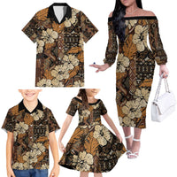 Hibiscus Mix African Pattern Family Matching Off The Shoulder Long Sleeve Dress and Hawaiian Shirt - Wonder Print Shop