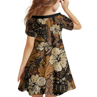 Hibiscus Mix African Pattern Kid Short Sleeve Dress - Wonder Print Shop