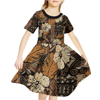 Hibiscus Mix African Pattern Kid Short Sleeve Dress - Wonder Print Shop