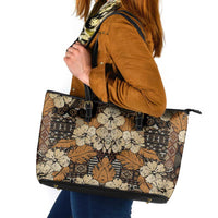 Hibiscus Mix African Pattern Leather Tote Bag - Wonder Print Shop