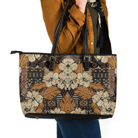 Hibiscus Mix African Pattern Leather Tote Bag - Wonder Print Shop