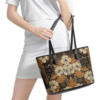 Hibiscus Mix African Pattern Leather Tote Bag - Wonder Print Shop