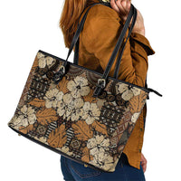 Hibiscus Mix African Pattern Leather Tote Bag - Wonder Print Shop
