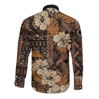 Hibiscus Mix African Pattern Long Sleeve Button Shirt - Wonder Print Shop