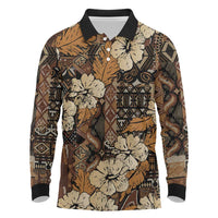 Hibiscus Mix African Pattern Long Sleeve Polo Shirt - Wonder Print Shop