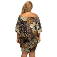 Hibiscus Mix African Pattern Off Shoulder Short Dress - Wonder Print Shop
