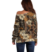 Hibiscus Mix African Pattern Off Shoulder Sweater - Wonder Print Shop
