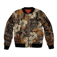 Hibiscus Mix African Pattern Sleeve Zip Bomber Jacket - Wonder Print Shop