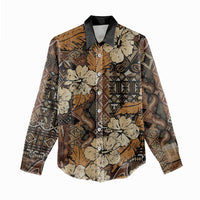 Hibiscus Mix African Pattern Women Casual Shirt - Wonder Print Shop
