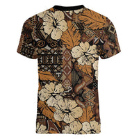 Hibiscus Mix African Pattern Women V-Neck T-Shirt - Wonder Print Shop