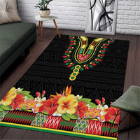 Hibiscus Mix Dashiki African Pattern Area Rug Adinkra Symbol - Wonder Print Shop