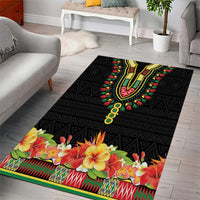 Hibiscus Mix Dashiki African Pattern Area Rug Adinkra Symbol - Wonder Print Shop