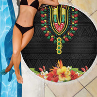 Hibiscus Mix Dashiki African Pattern Beach Blanket Adinkra Symbol - Wonder Print Shop