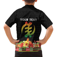 Personalized Hibiscus Mix Dashiki African Pattern Family Matching Off The Shoulder Long Sleeve Dress and Hawaiian Shirt Adinkra Symbol - Wonder Print Shop