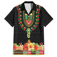 Personalized Hibiscus Mix Dashiki African Pattern Family Matching Off Shoulder Maxi Dress and Hawaiian Shirt Adinkra Symbol - Wonder Print Shop