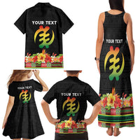 Personalized Hibiscus Mix Dashiki African Pattern Family Matching Tank Maxi Dress and Hawaiian Shirt Adinkra Symbol - Wonder Print Shop