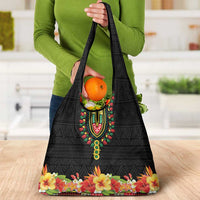Hibiscus Mix Dashiki African Pattern Grocery Bag Adinkra Symbol - Wonder Print Shop