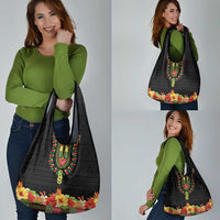 Hibiscus Mix Dashiki African Pattern Grocery Bag Adinkra Symbol - Wonder Print Shop