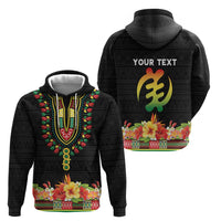 Personalized Hibiscus Mix Dashiki African Pattern Hoodie Adinkra Symbol - Wonder Print Shop
