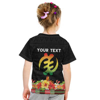 Personalized Hibiscus Mix Dashiki African Pattern Kid T Shirt Adinkra Symbol - Wonder Print Shop