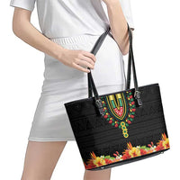Hibiscus Mix Dashiki African Pattern Leather Tote Bag Adinkra Symbol - Wonder Print Shop