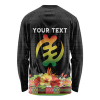 Personalized Hibiscus Mix Dashiki African Pattern Long Sleeve Shirt Adinkra Symbol - Wonder Print Shop