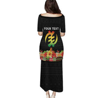 Personalized Hibiscus Mix Dashiki African Pattern Puletasi Adinkra Symbol - Wonder Print Shop