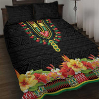 Hibiscus Mix Dashiki African Pattern Quilt Bed Set Adinkra Symbol - Wonder Print Shop