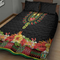 Hibiscus Mix Dashiki African Pattern Quilt Bed Set Adinkra Symbol - Wonder Print Shop