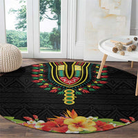 Hibiscus Mix Dashiki African Pattern Round Carpet Adinkra Symbol - Wonder Print Shop