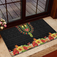 Hibiscus Mix Dashiki African Pattern Rubber Doormat Adinkra Symbol - Wonder Print Shop