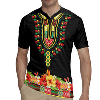 Personalized Hibiscus Mix Dashiki African Pattern Rugby Jersey Adinkra Symbol - Wonder Print Shop