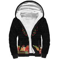 Personalized Hibiscus Mix Dashiki African Pattern Sherpa Hoodie Adinkra Symbol - Wonder Print Shop