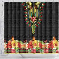 Hibiscus Mix Dashiki African Pattern Shower Curtain Adinkra Symbol - Wonder Print Shop
