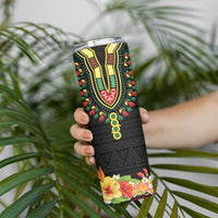 Personalized Hibiscus Mix Dashiki African Pattern Skinny Tumbler Adinkra Symbol - Wonder Print Shop