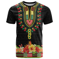 Personalized Hibiscus Mix Dashiki African Pattern T Shirt Adinkra Symbol - Wonder Print Shop