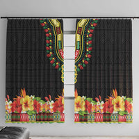 Hibiscus Mix Dashiki African Pattern Window Curtain Adinkra Symbol - Wonder Print Shop