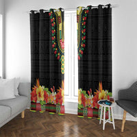 Hibiscus Mix Dashiki African Pattern Window Curtain Adinkra Symbol - Wonder Print Shop