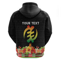 Personalized Hibiscus Mix Dashiki African Pattern Zip Hoodie Adinkra Symbol - Wonder Print Shop