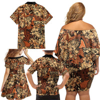 Hibiscus Mix African Pattern Family Matching Off Shoulder Short Dress and Hawaiian Shirt - Wonder Print Shop