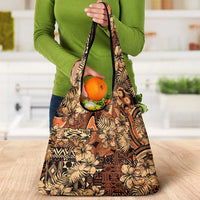 Hibiscus Mix African Pattern Grocery Bag - Wonder Print Shop