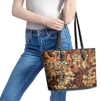 Hibiscus Mix African Pattern Leather Tote Bag - Wonder Print Shop