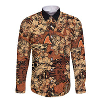 Hibiscus Mix African Pattern Long Sleeve Button Shirt - Wonder Print Shop