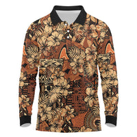 Hibiscus Mix African Pattern Long Sleeve Polo Shirt - Wonder Print Shop