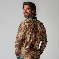 Hibiscus Mix African Pattern Long Sleeve Polo Shirt - Wonder Print Shop