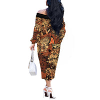 Hibiscus Mix African Pattern Off The Shoulder Long Sleeve Dress - Wonder Print Shop