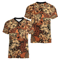 Hibiscus Mix African Pattern Women V-Neck T-Shirt - Wonder Print Shop