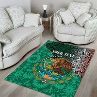 Personalised Viva La Mexico Area Rug Coat Of Arms Aztec Mix Otomi Patterns - Wonder Print Shop