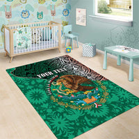 Personalised Viva La Mexico Area Rug Coat Of Arms Aztec Mix Otomi Patterns - Wonder Print Shop